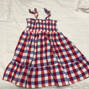 Red, white and blue plaid seersucker dress. Super soft! Only work once
